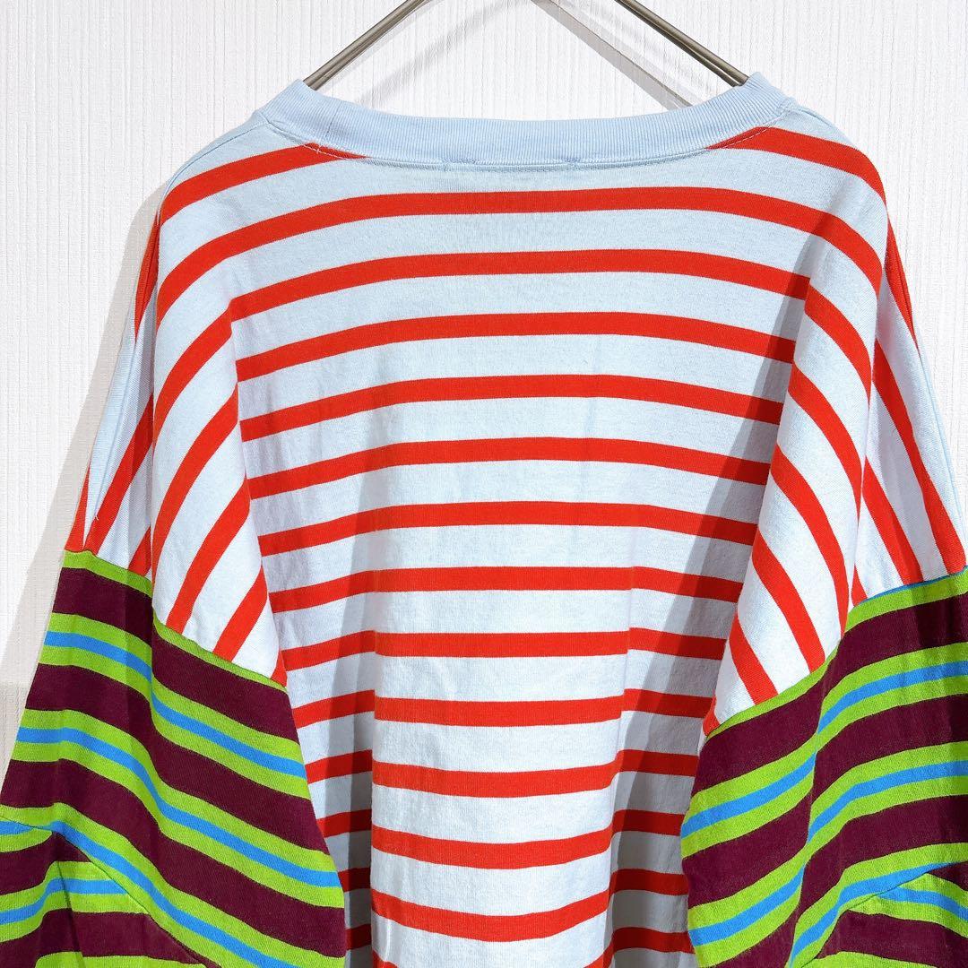 nagonstans ナゴンスタンス ボーダー　パネルスリーブTシャツ