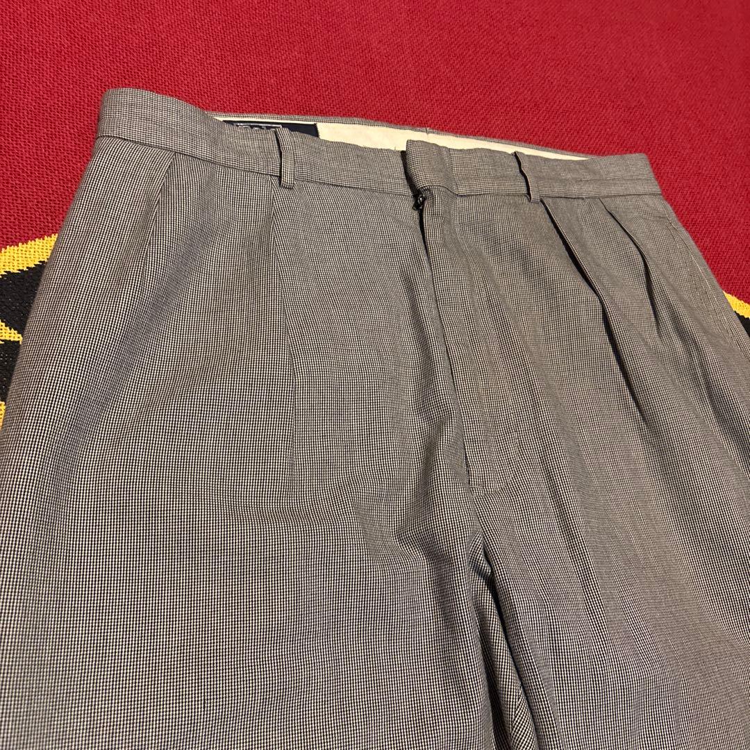 希少 90s ラルフローレン コットン スラックス 千鳥格子 ワイド 極太
