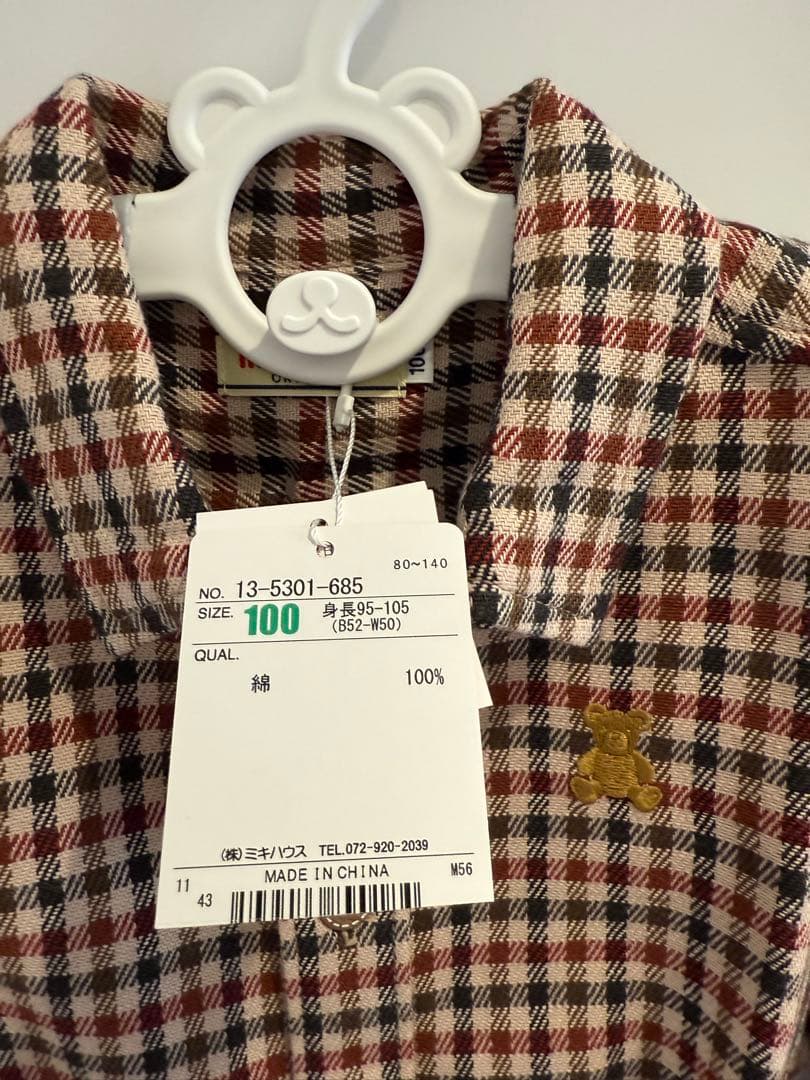 【美品】ミキハウス　長袖シャツ　ブラウス　100 秋冬　子供服　現行品