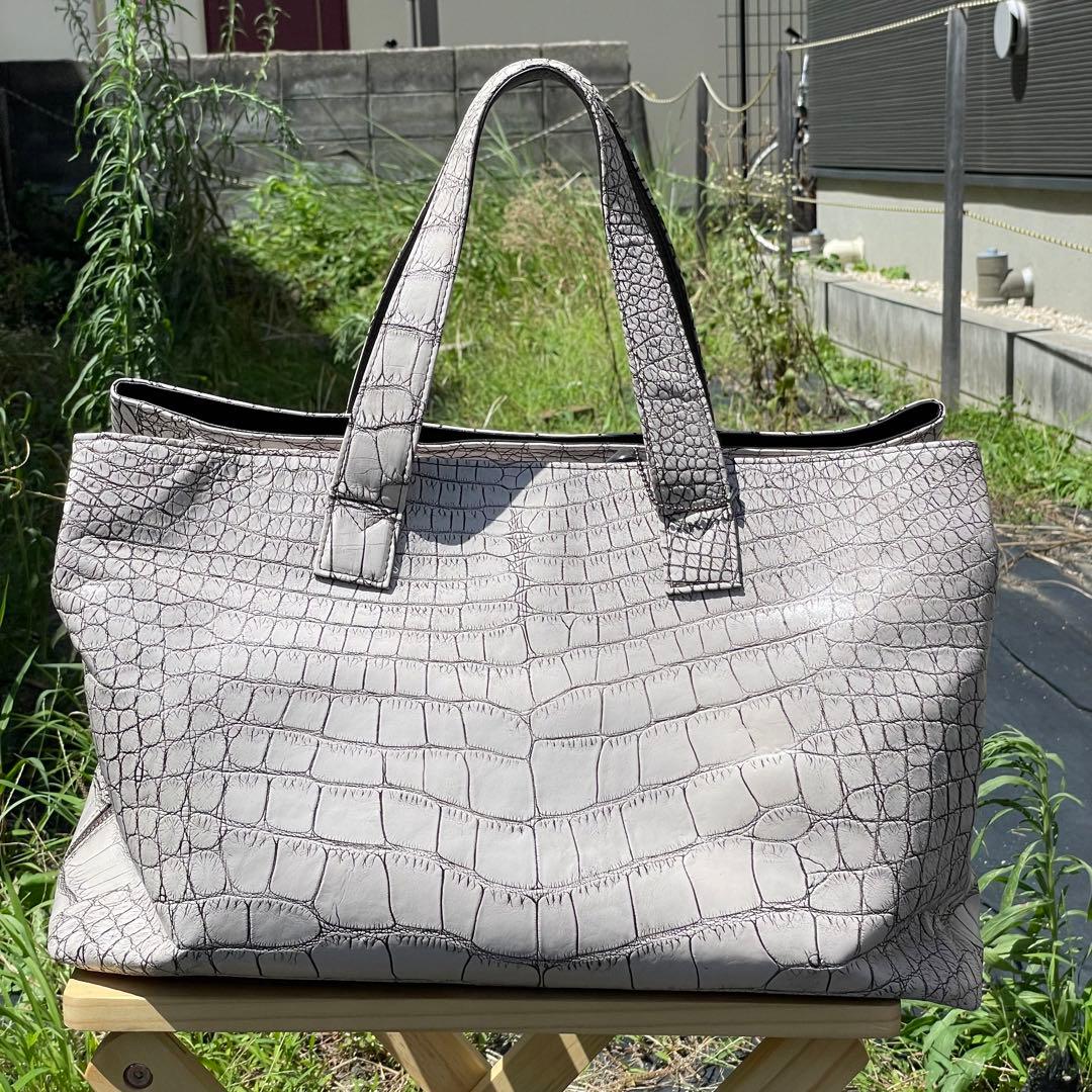 キャン様　希少！JRA認定　目地染めアリゲーター　特大トラベルボストンバッグ