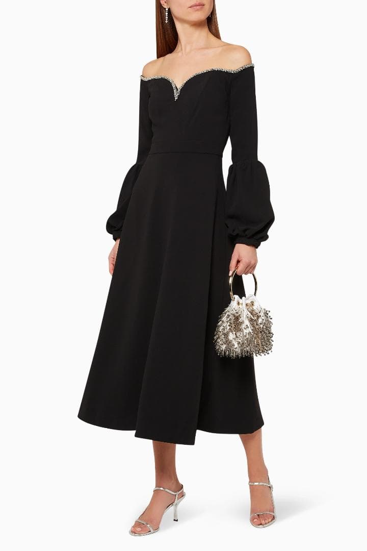 S*S様 セルフポートレイト オフショルダー ワンピース ブラック UK8 未使