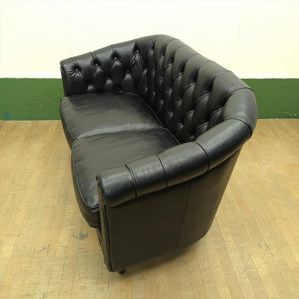 美品　ヴィンセント　チェスターフィールド　ラブソファ　二人掛け　英国風　鋲打ち