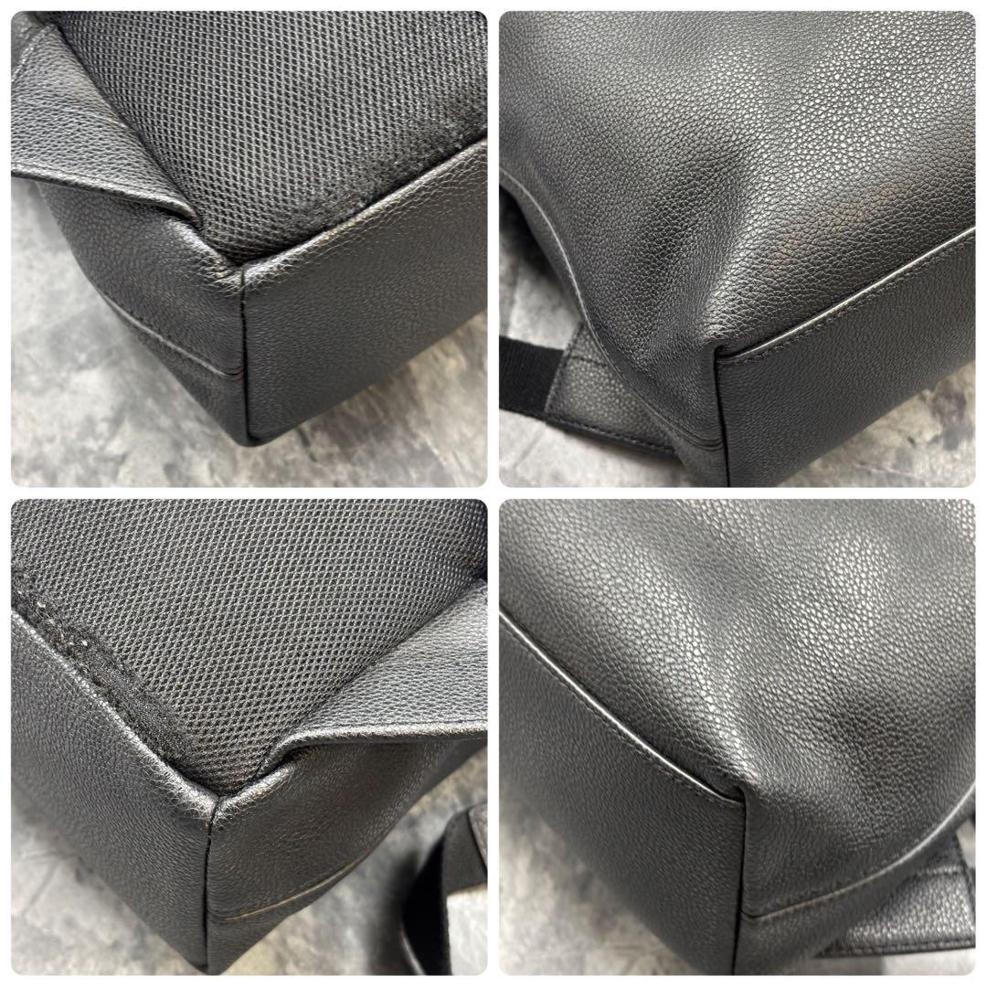 美品✨ポールスミス リュック インレイドストライプ シボ革 黒 現行