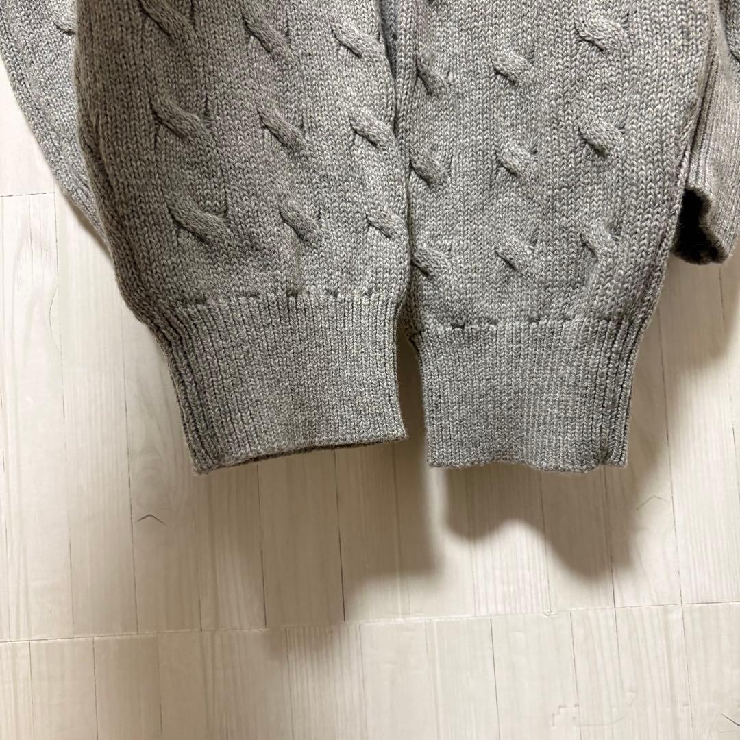 ポロラルフローレン ハーフジップ ケーブルニット グレー ポニー 刺繍 XXL