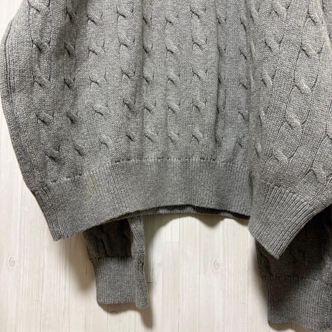 ポロラルフローレン ハーフジップ ケーブルニット グレー ポニー 刺繍 XXL