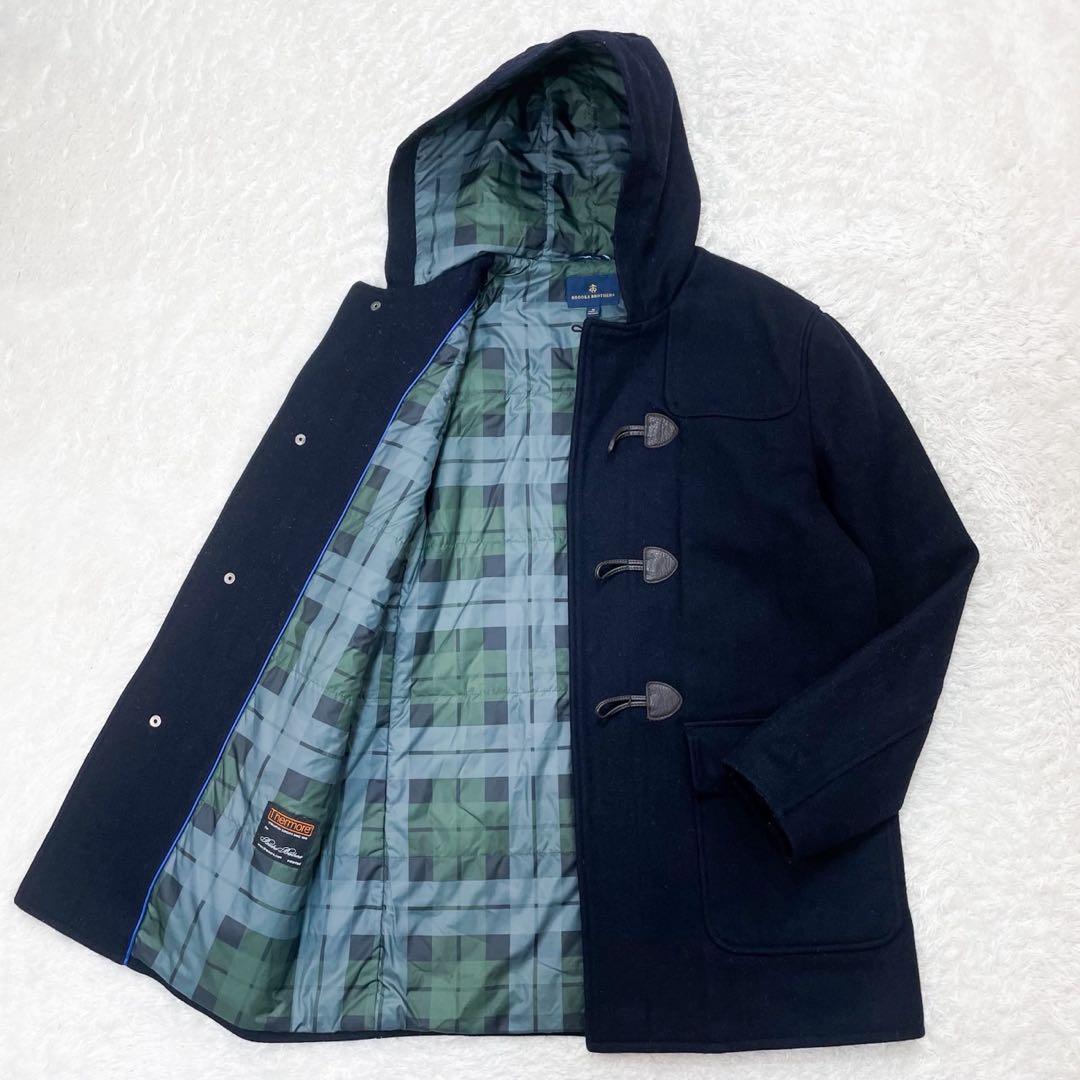 ブルックスブラザーズ ダッフルコート Thermore 中綿 ウール M〜L 紺