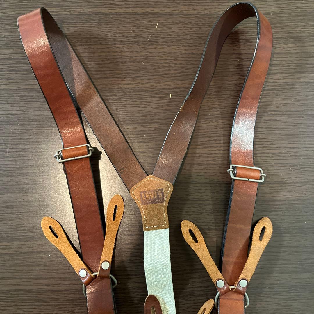 リーバイス サスペンダー ベルト レザー ボタン用