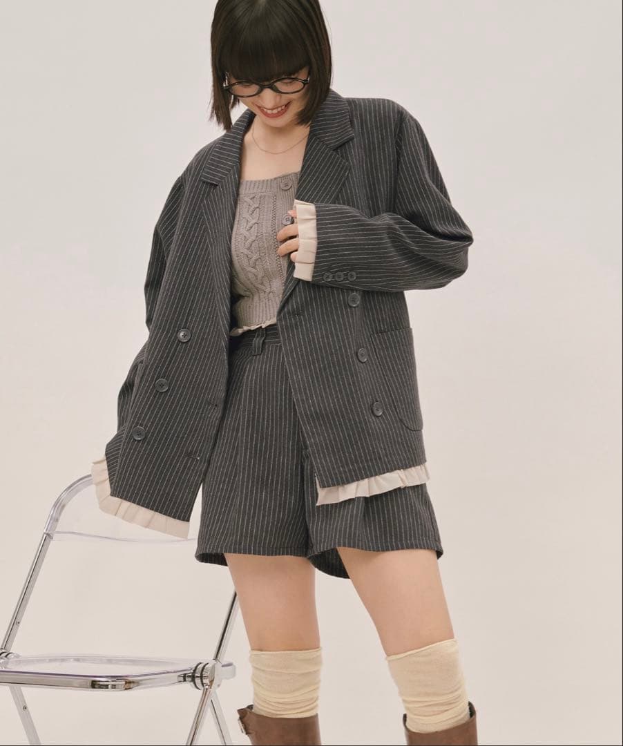 新品未使用loin nuit /フリルレイヤードデザインジャケット