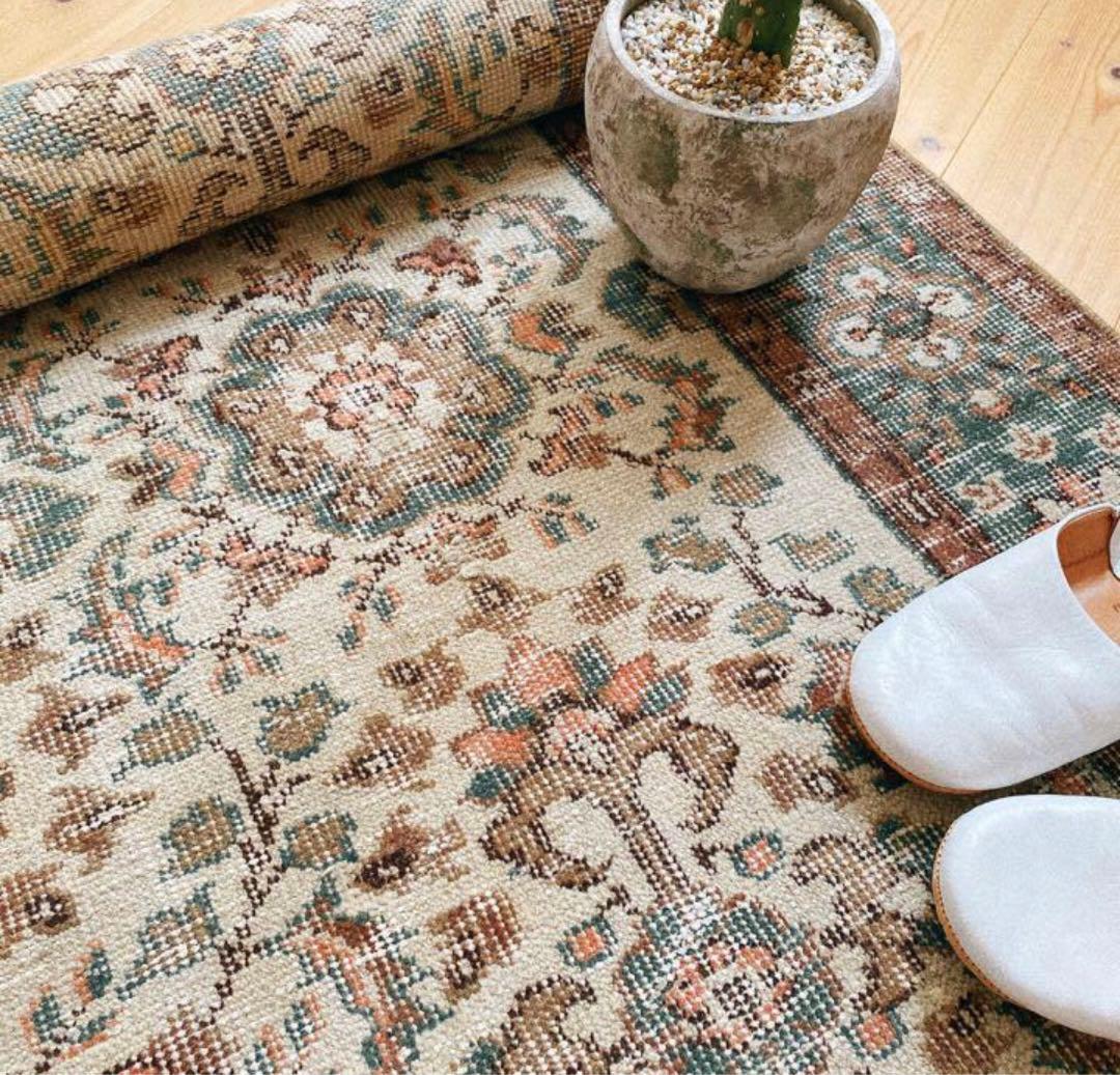 トルコ製ヴィンテージラグ♡アンティークペルシャ中東絨毯オリエンタルエスニック