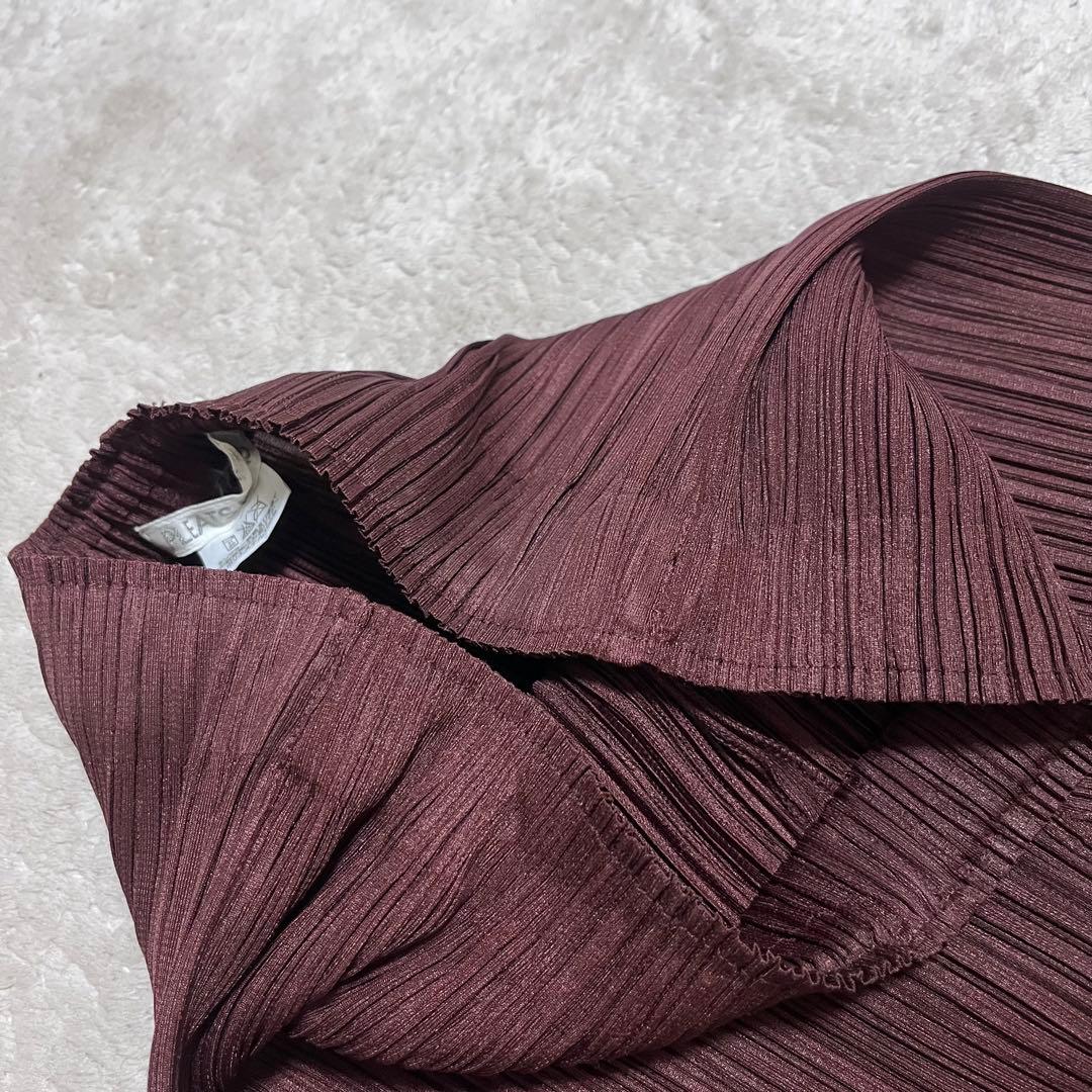 美品　プリーツプリーズ　イッセイミヤケ　ブラウストレートパンツ