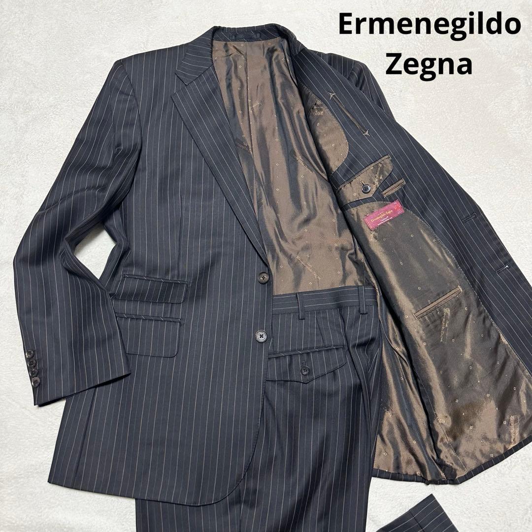 088 美品 Ermenegildo Zegna TROFEO スーツ 黒 3L