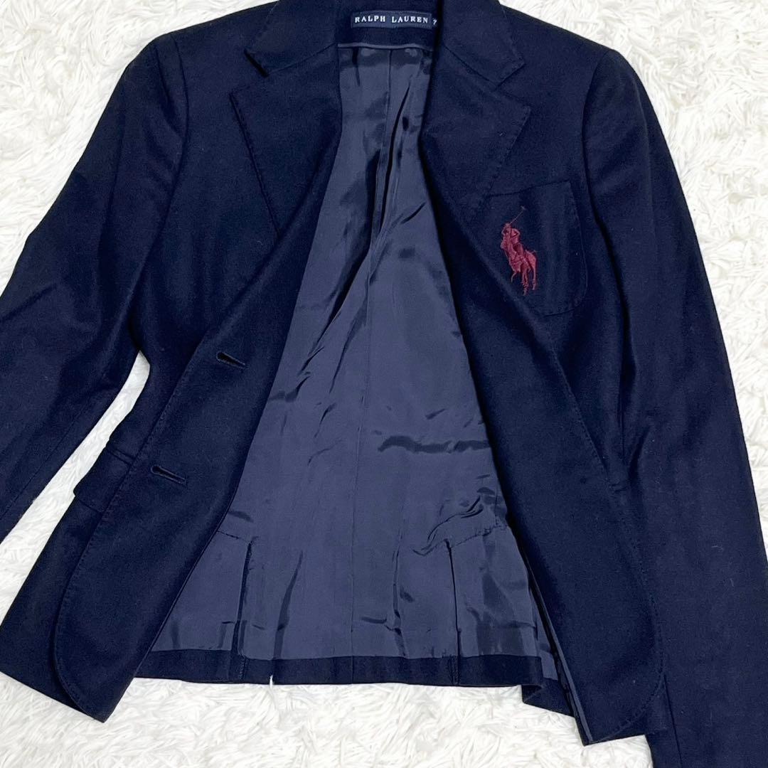 ラルフローレン ビッグポニー 紺ブレザー 金ボタン カシミヤ アンゴラ S