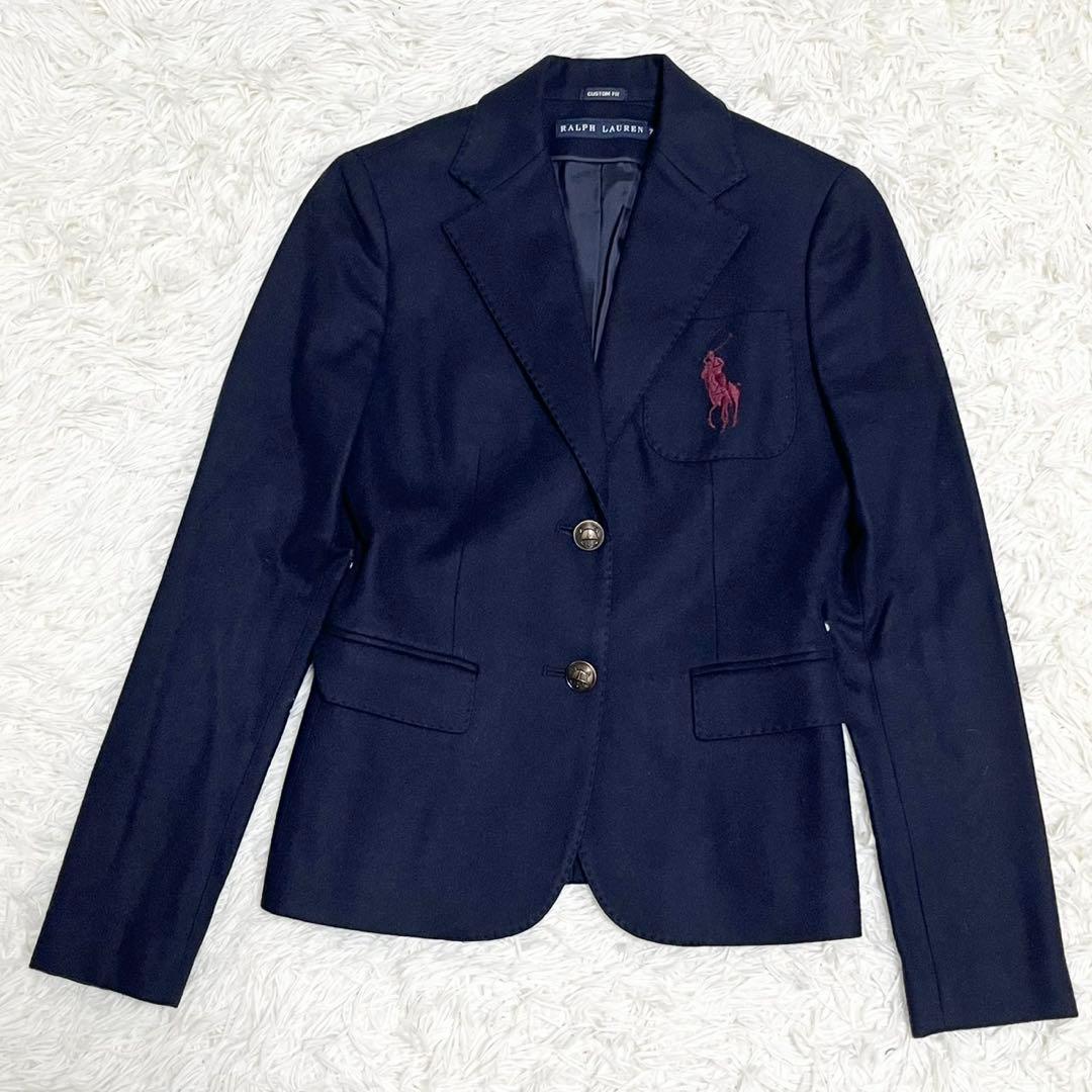 ラルフローレン ビッグポニー 紺ブレザー 金ボタン カシミヤ アンゴラ S