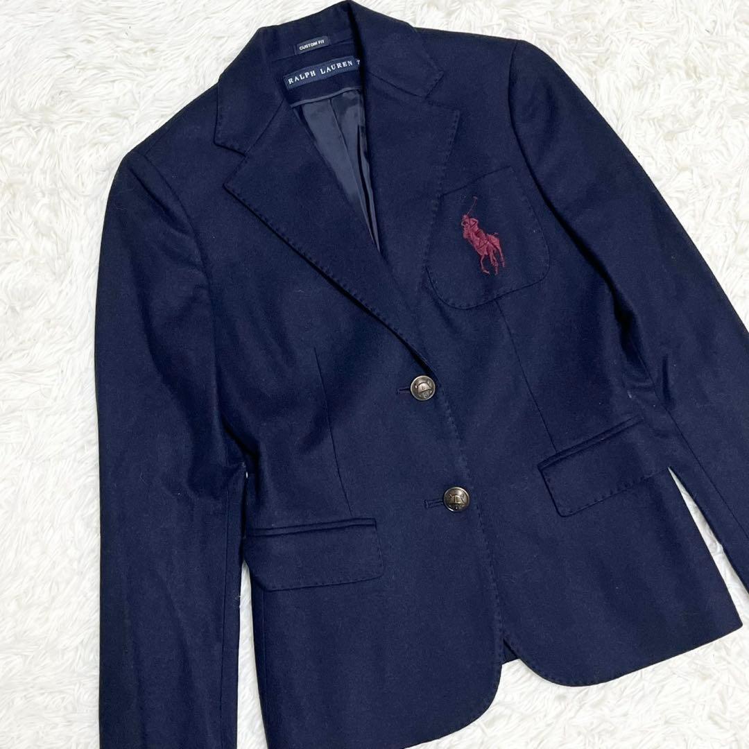 ラルフローレン ビッグポニー 紺ブレザー 金ボタン カシミヤ アンゴラ S