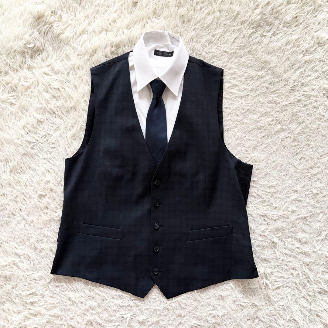 <極美品>LARDINI 新ロゴ ネイビー ウール 3ピース サイズ52