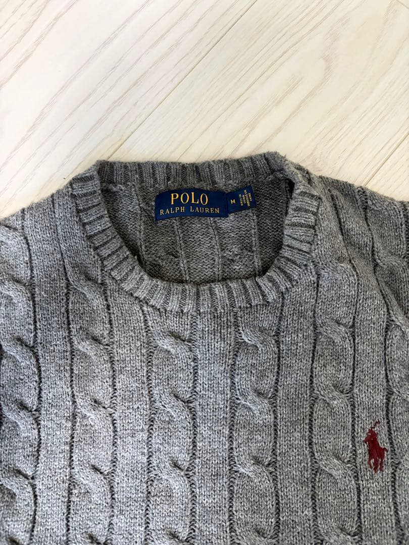 Polo Ralph Lauren ケーブルニット セーター グレー Mサイズ