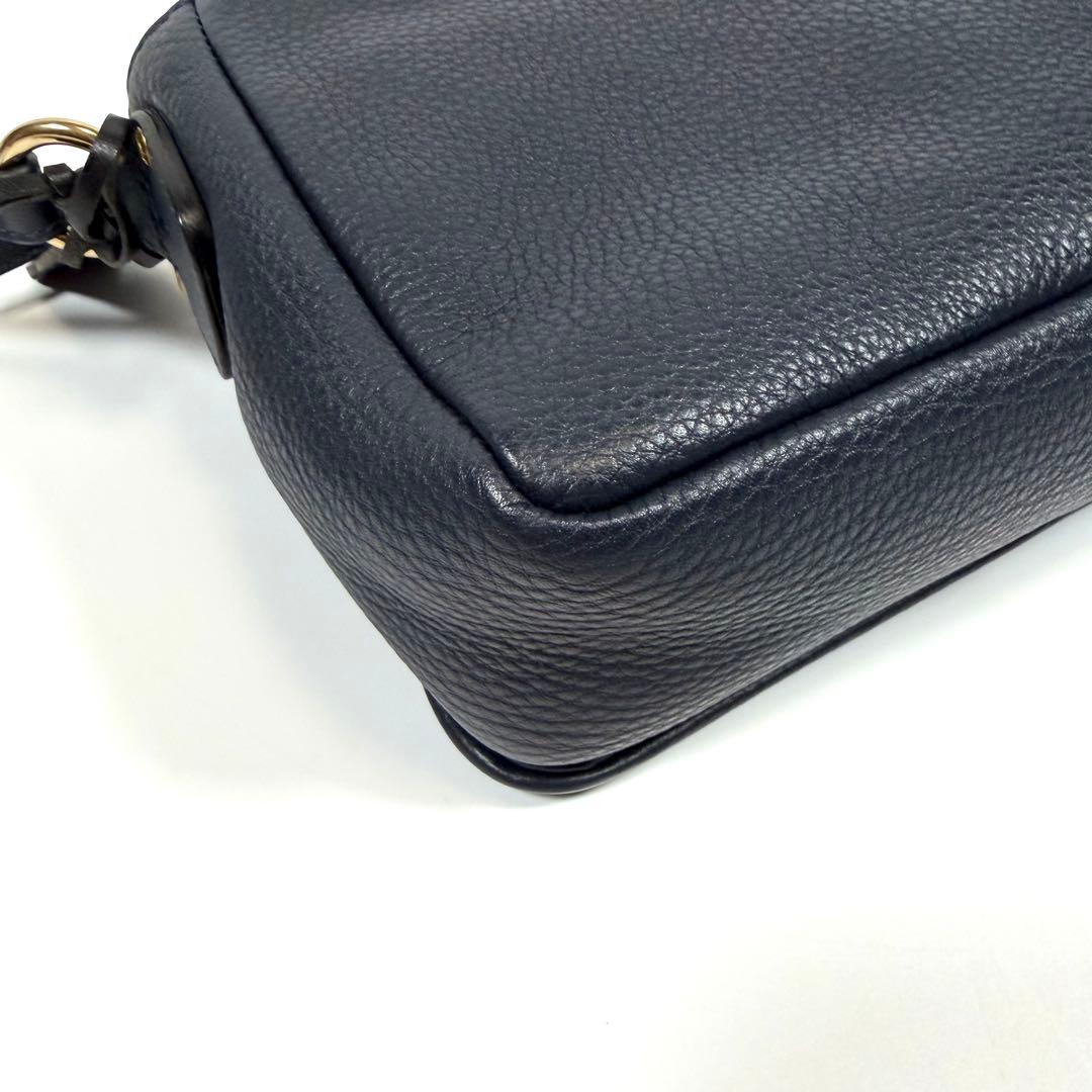 【未使用級】【近年】フェリージ　ショルダーバッグ　シボ革　タッセル　ネイビー