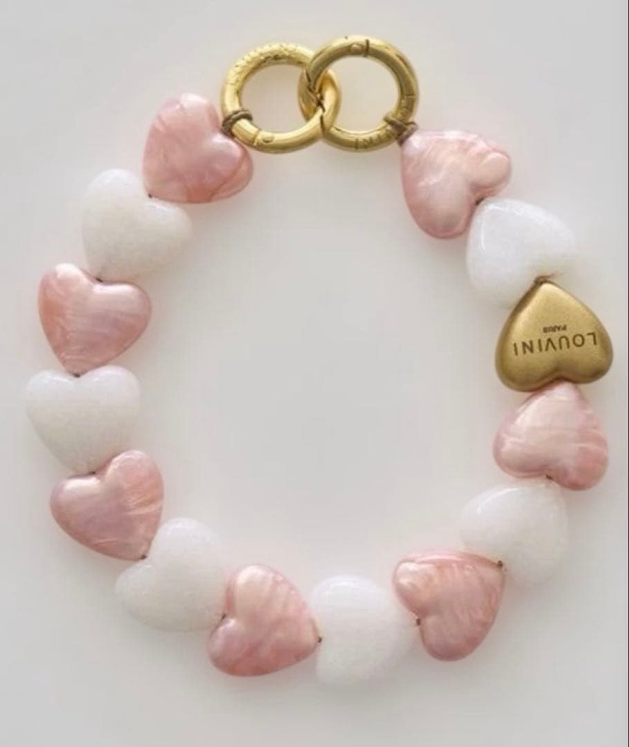 LOUVINIハンドストラップPETIT CUORE PINK-WHITE