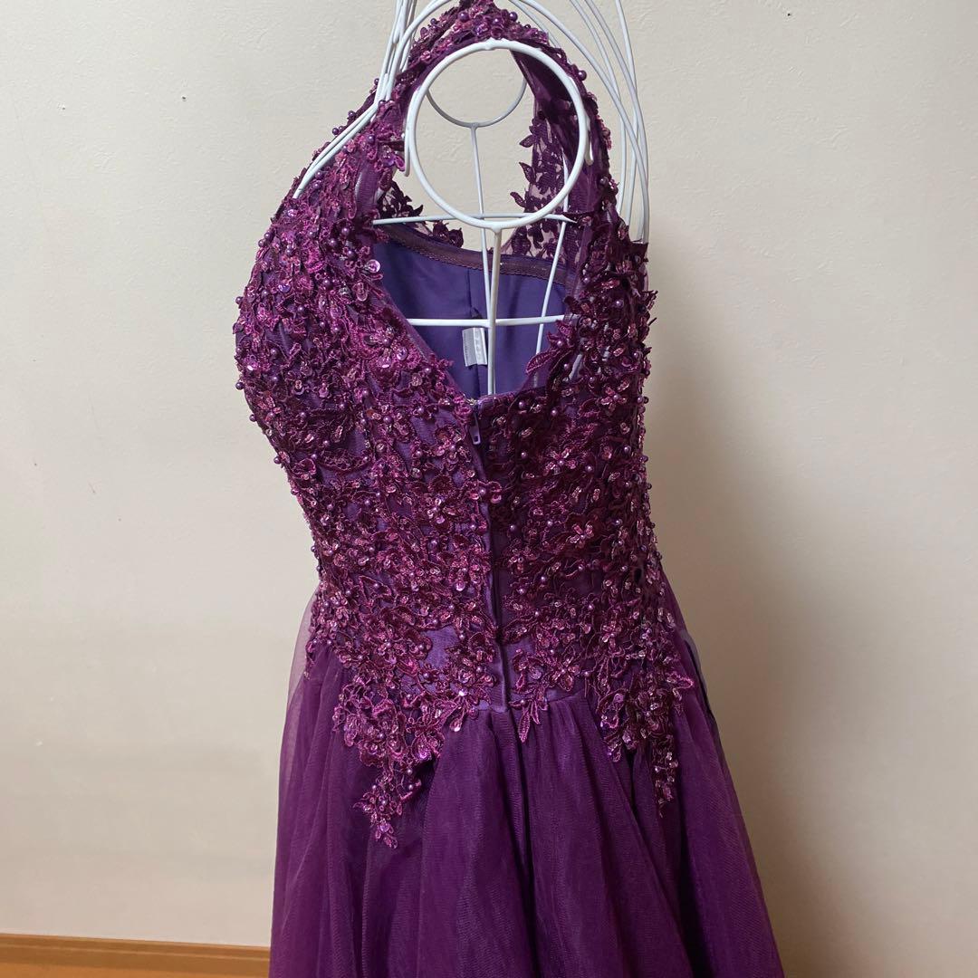 週末お値下げ！パープル ビーズ刺繍 ロングドレス