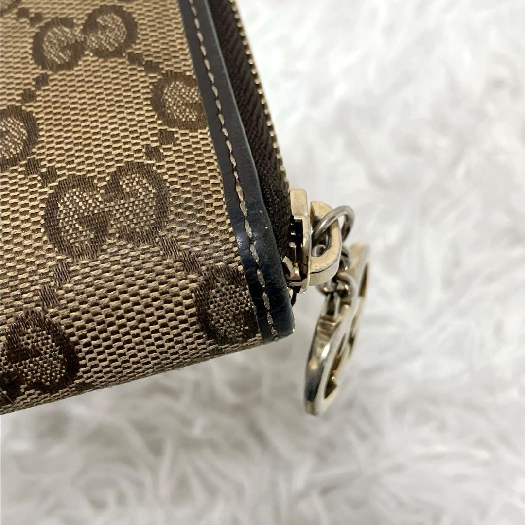 GUCCI　長財布　GG柄　キャンバス　ラブリーハート　ラウンドジップ