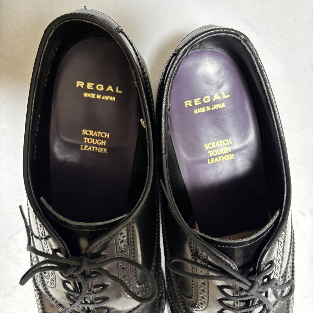 【美品】REGAL 28HRウィングチップ 黒レザー ドレスシューズ26.5cm