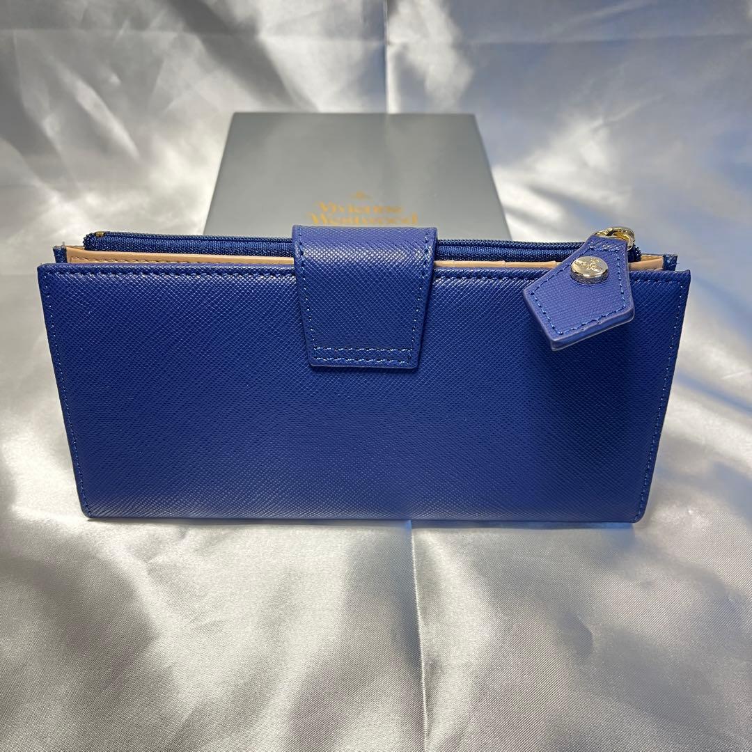 新品 Vivienne Westwood ブルー ゴールドオーブ 長財布