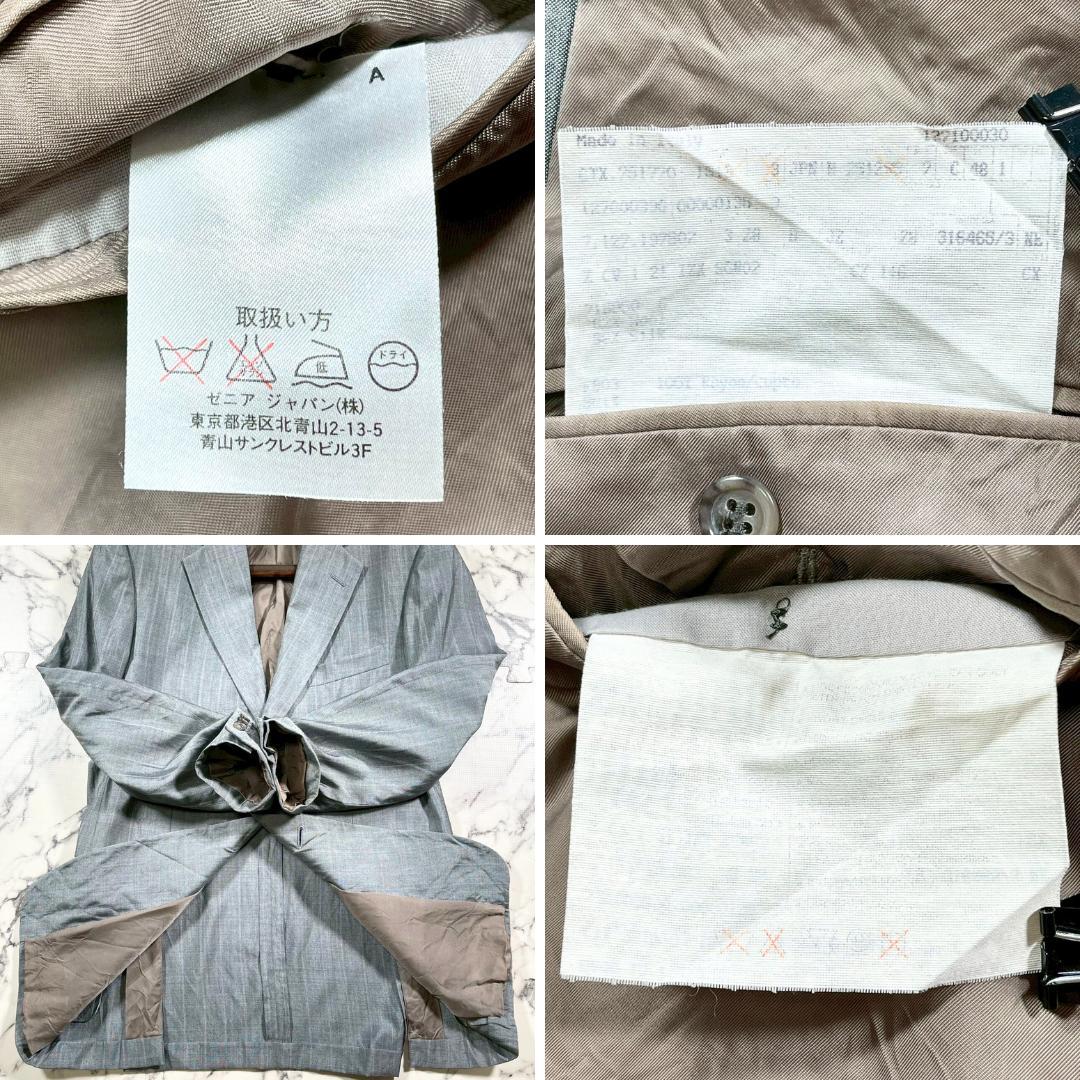 ✨ウール＆シルク✨48(L) エルメネジルドゼニア ストライプ スーツ グレー