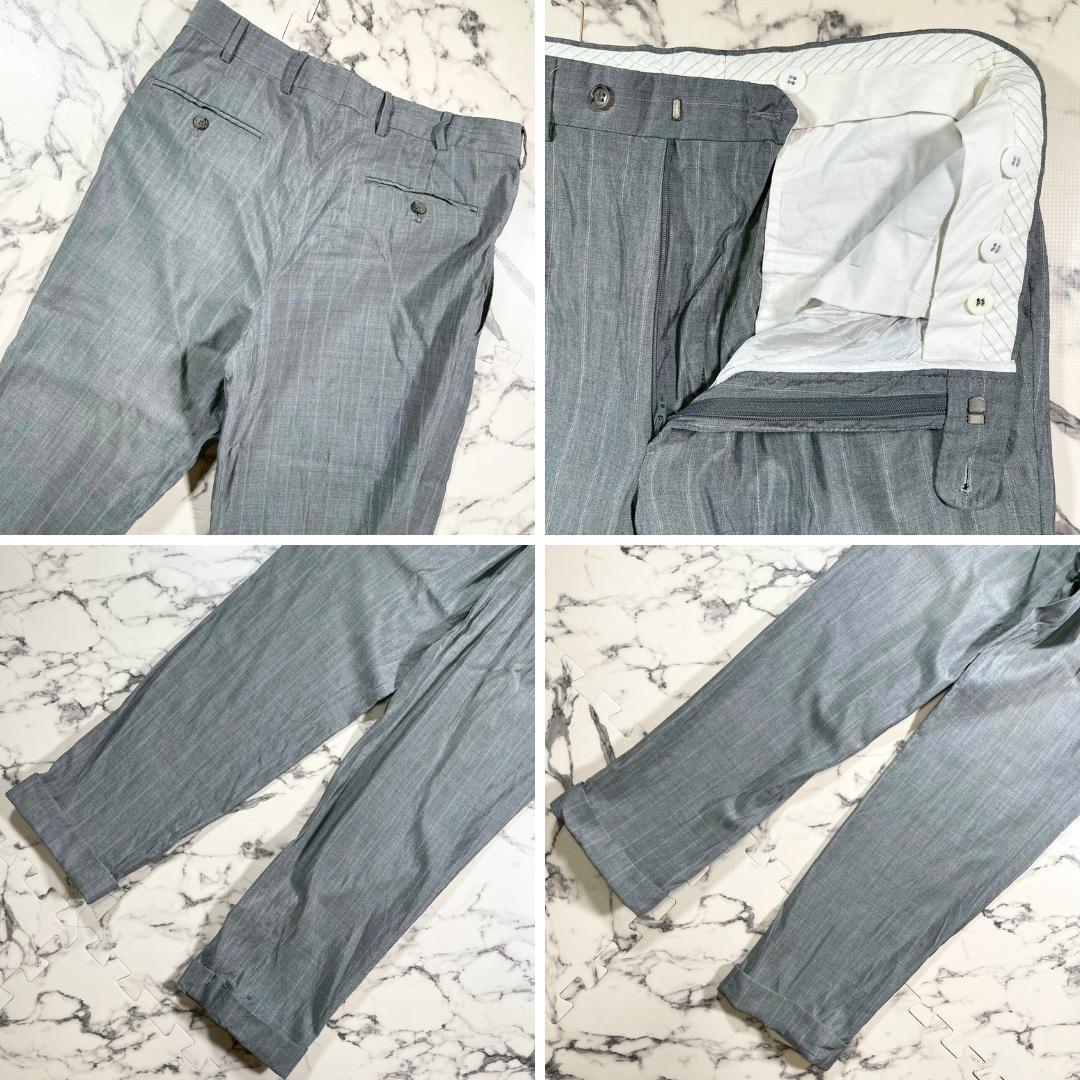 ✨ウール＆シルク✨48(L) エルメネジルドゼニア ストライプ スーツ グレー