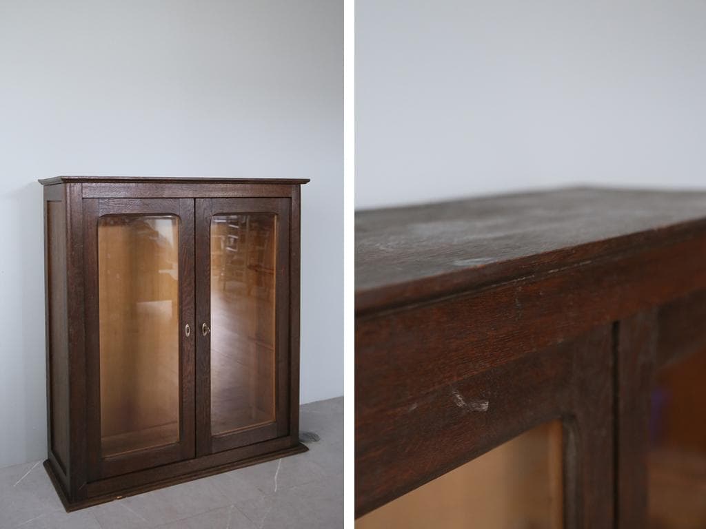 フランスアンティークブックケースキャビネット/本棚/食器棚/飾り棚(90-175