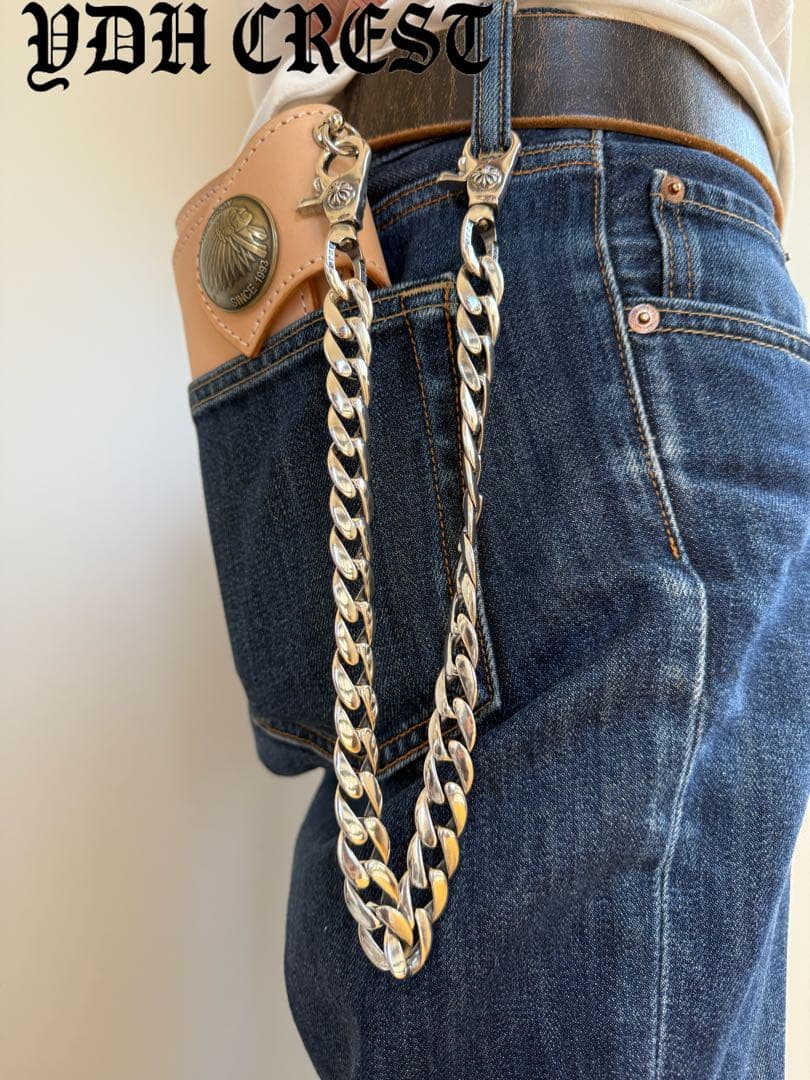 ★ZKKWCN　ウォレットチェーン　重厚クロスチームウォレットチェーン　刻印有り