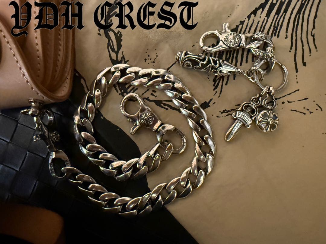 ★ZKKWCN　ウォレットチェーン　重厚クロスチームウォレットチェーン　刻印有り