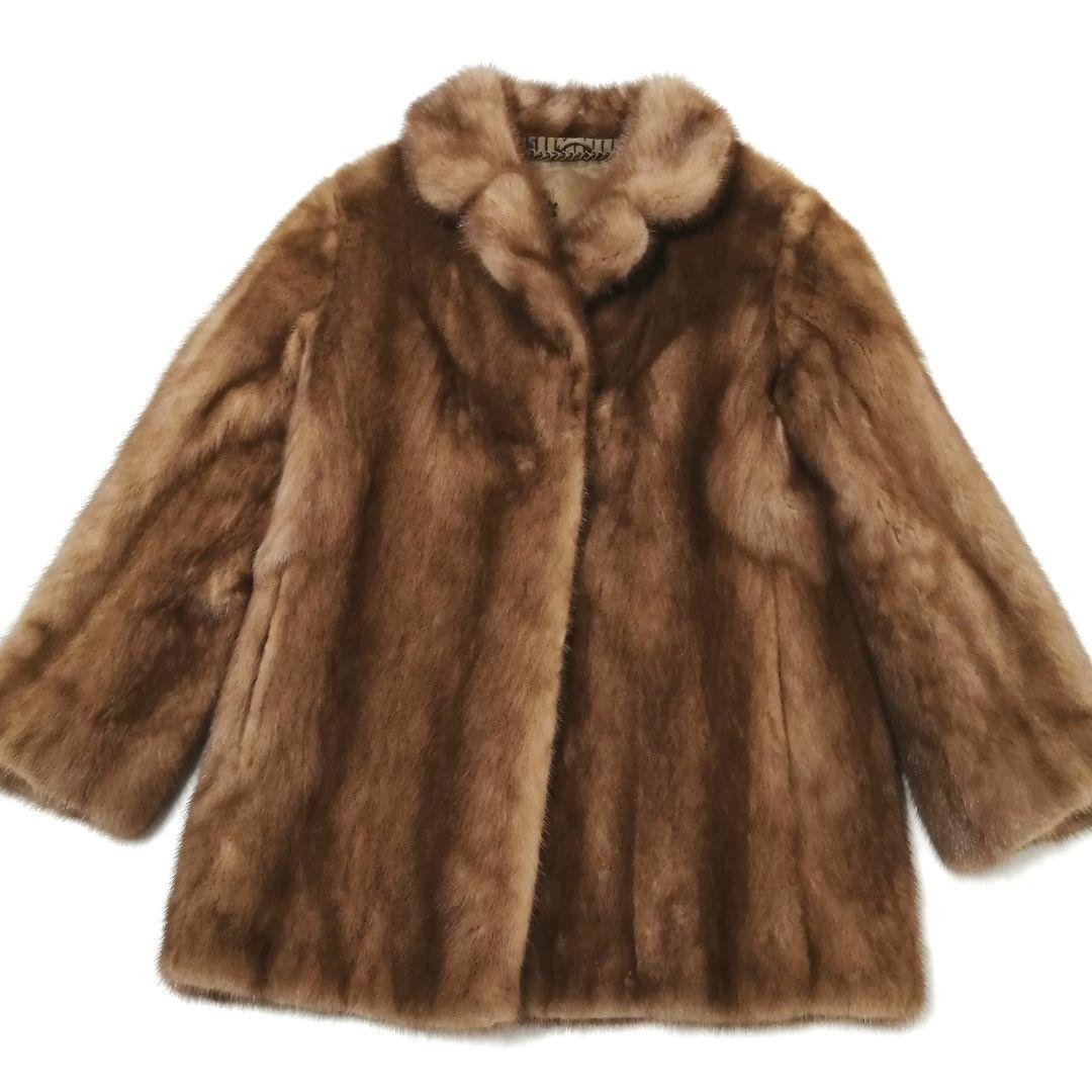 デミバフミンク　毛皮 コート　リアルファー　9　ゆったり　毛並み良好　高級感