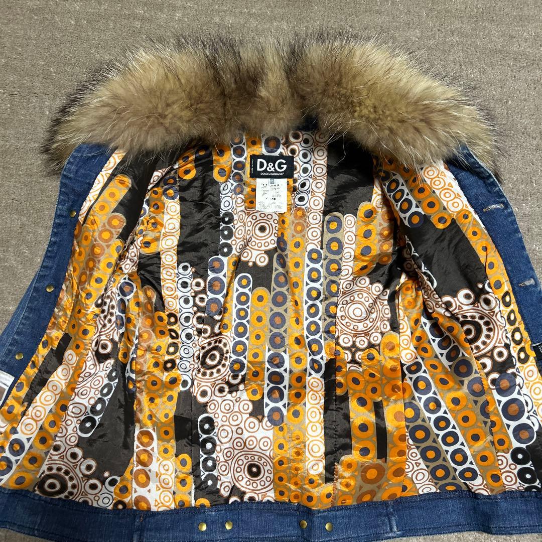D&G ドルチェ＆ガッバーナ ファー襟デニムジャケット M（S相当） イタリア製