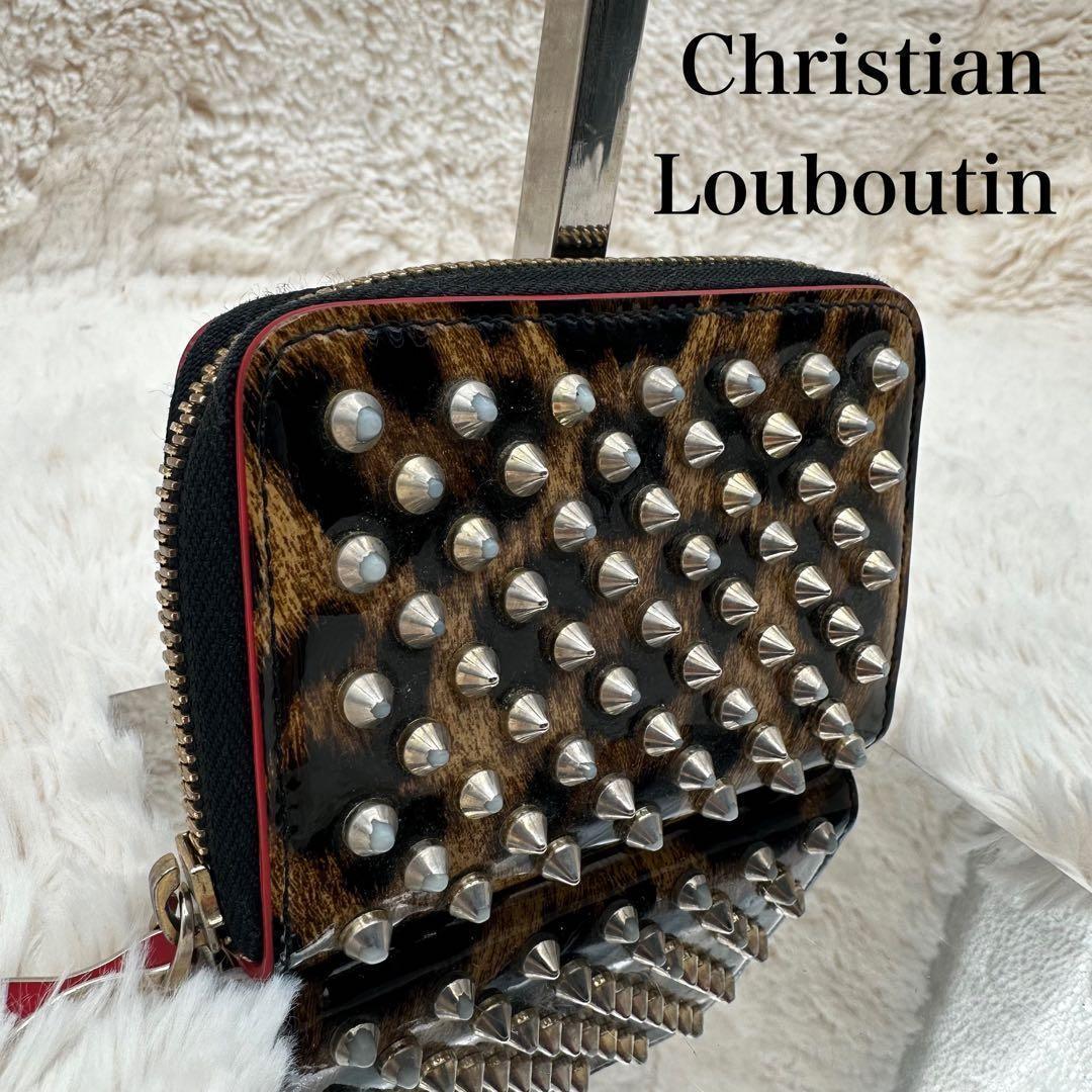 ✨美品✨ルブダン　ケース　スタッズ　パネトーネ　レオパード　エナメル　赤