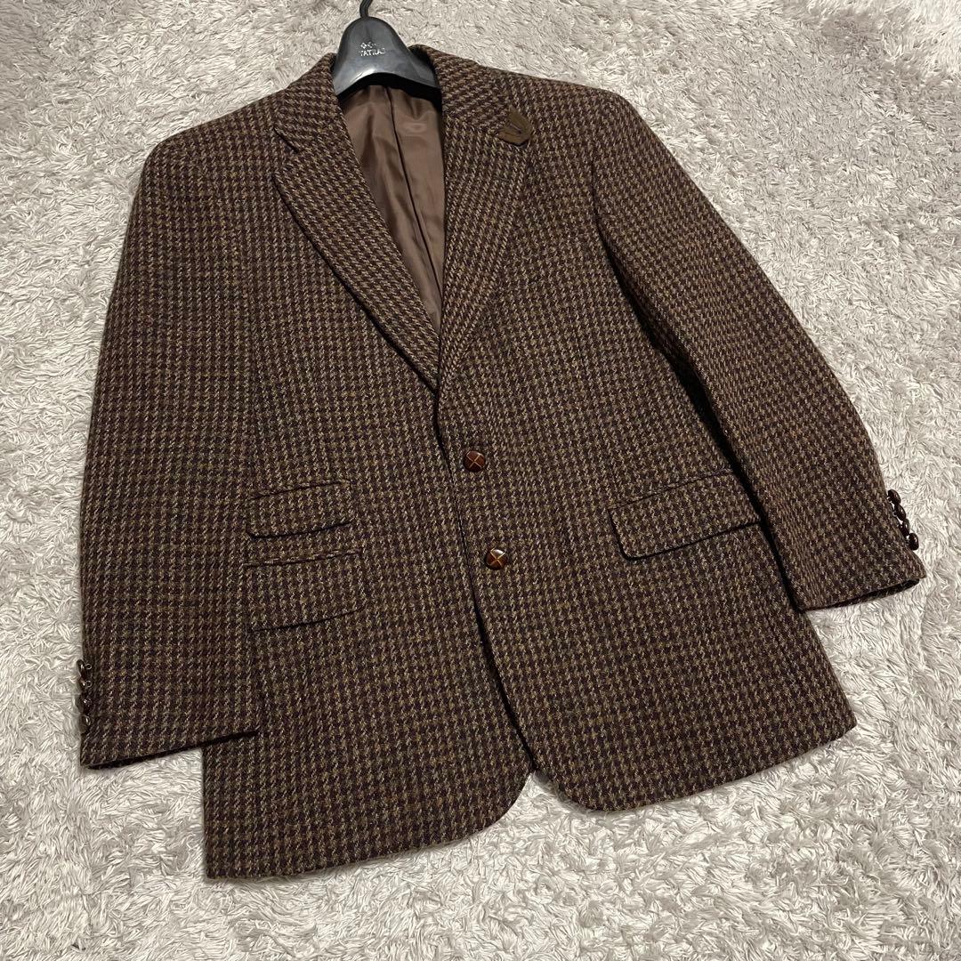 極美品　セミオーダーHarrisTweedテーラードジャケット　くるみボタン