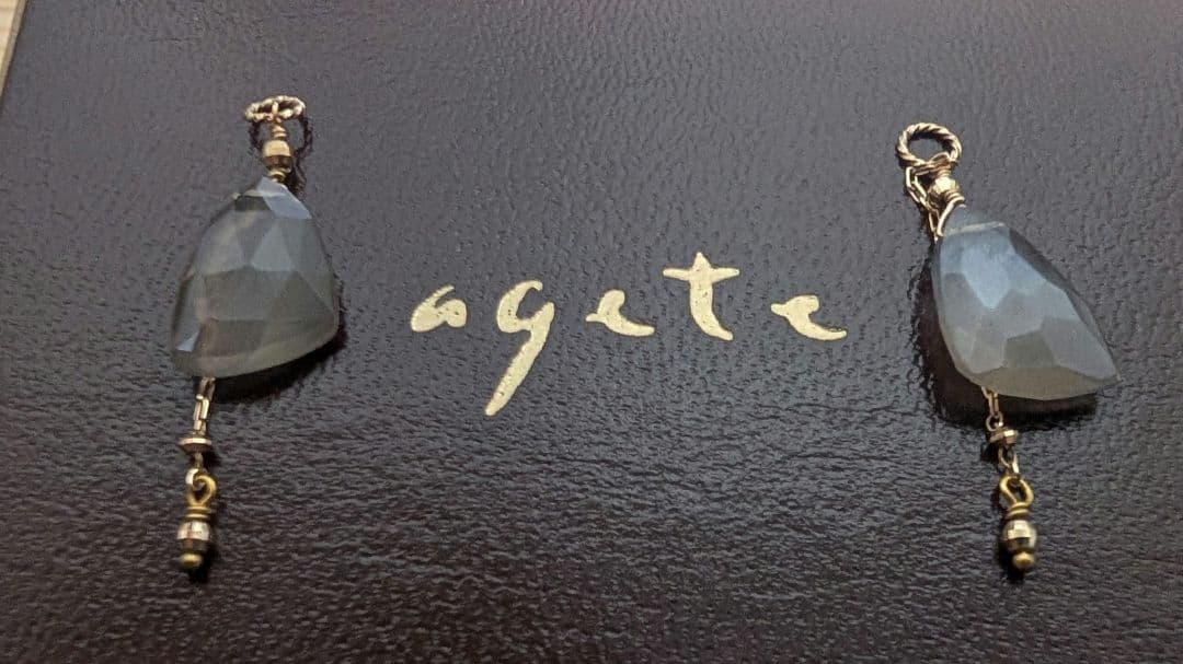 agete*アガット ピアスチャーム　ラブラドライト　K10