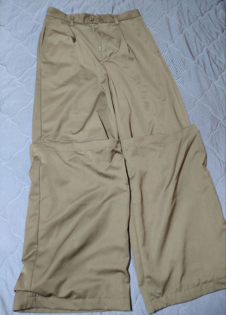 【GRANCY】チュール レイヤードデザイン スラックス　ベージュ S