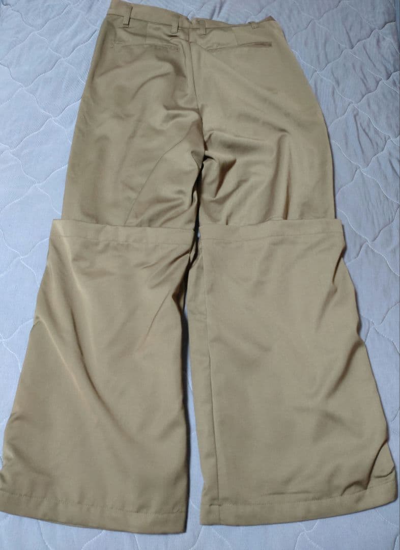 【GRANCY】チュール レイヤードデザイン スラックス　ベージュ S