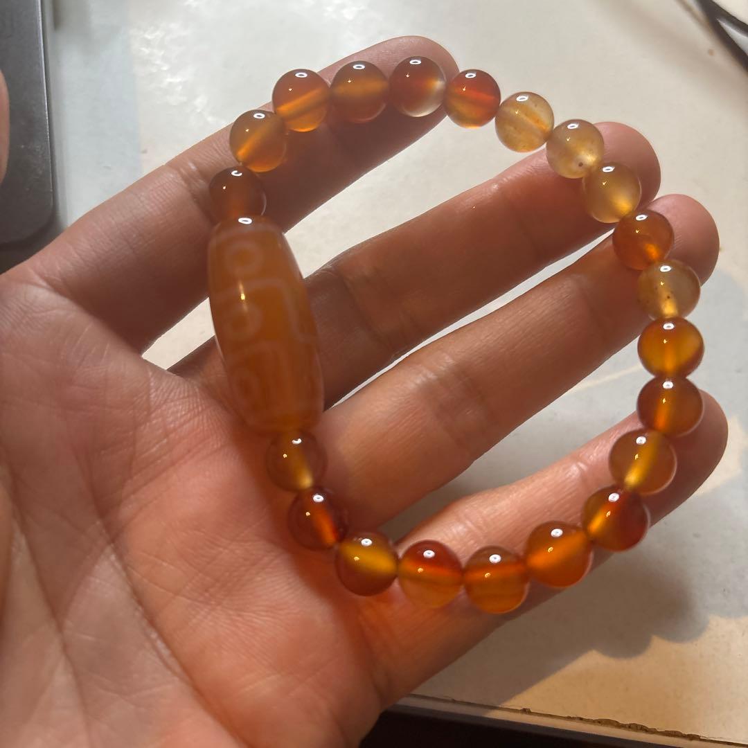 めちゃくちゃ綺麗！おすすめ！希少！高品質！老玉髄オレンジ九眼天珠！