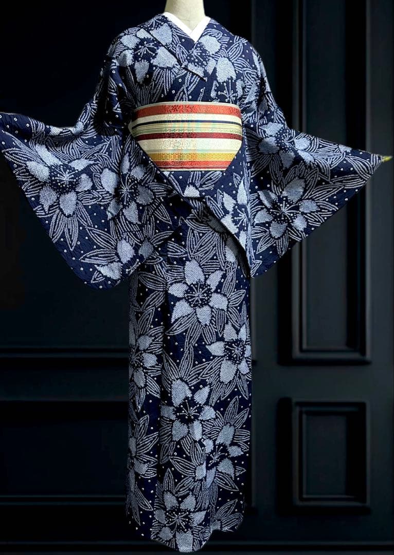 希少サイズ✨身幅LLトールサイズ‼️有松鳴海絞り浴衣！新品❣️逸品‼️藍染に白