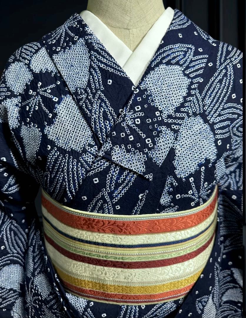 希少サイズ✨身幅LLトールサイズ‼️有松鳴海絞り浴衣！新品❣️逸品‼️藍染に白