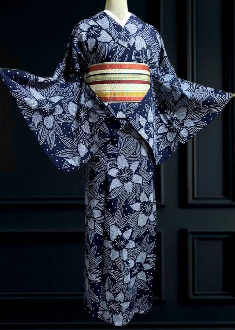 希少サイズ✨身幅LLトールサイズ‼️有松鳴海絞り浴衣！新品❣️逸品‼️藍染に白