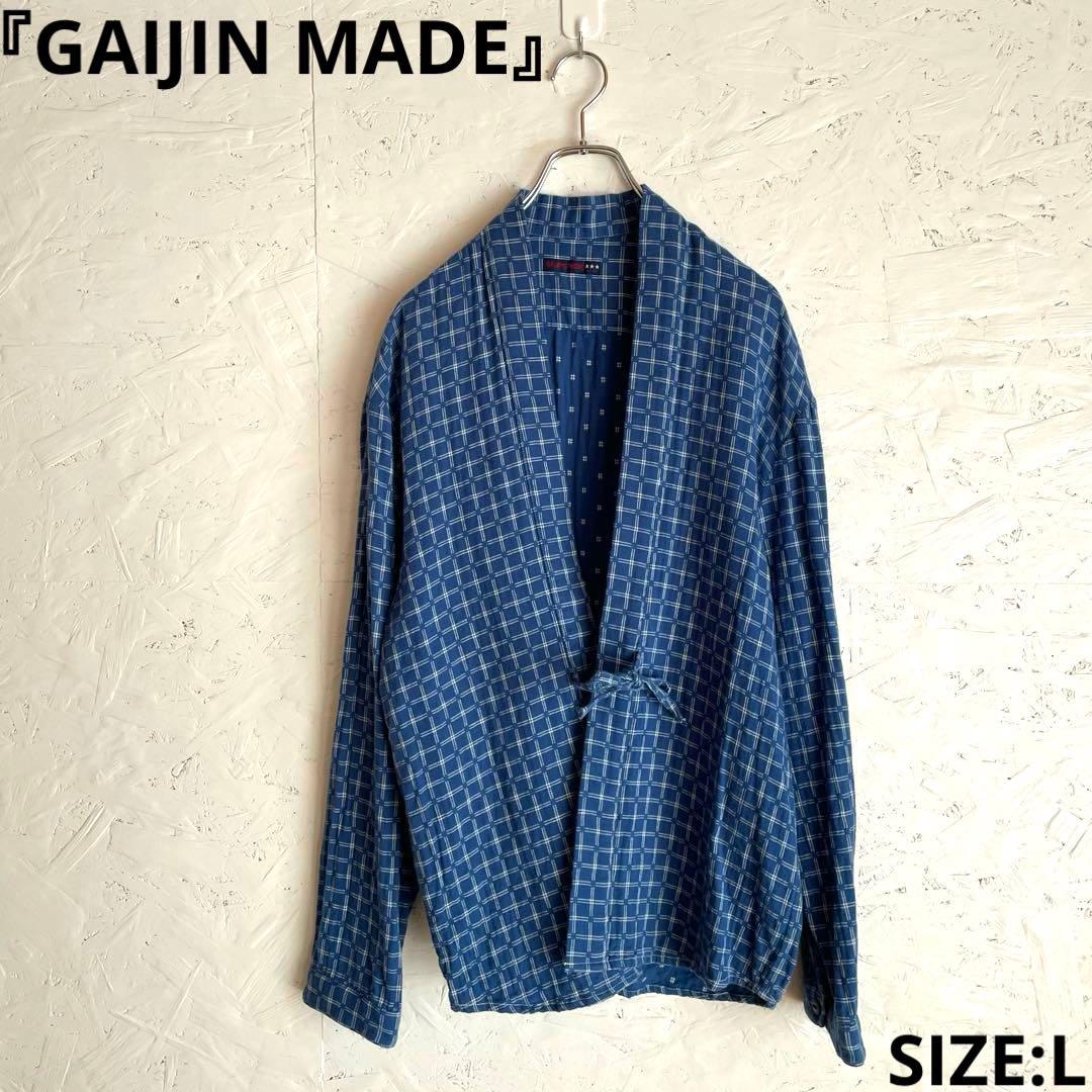 【GAIJIN MADE】法被 ハッピ 格子柄作務衣　ジャケット カーディガン