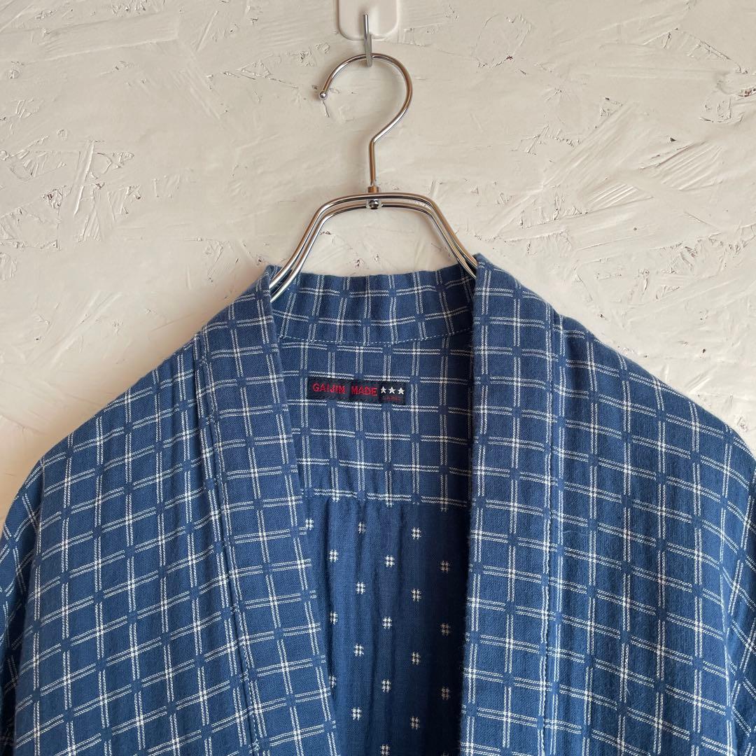 【GAIJIN MADE】法被 ハッピ 格子柄作務衣　ジャケット カーディガン