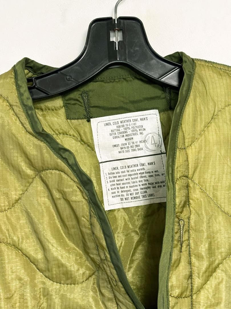 新品 M65フィールドジャケット用 キルティングライナー M デッド 1976S