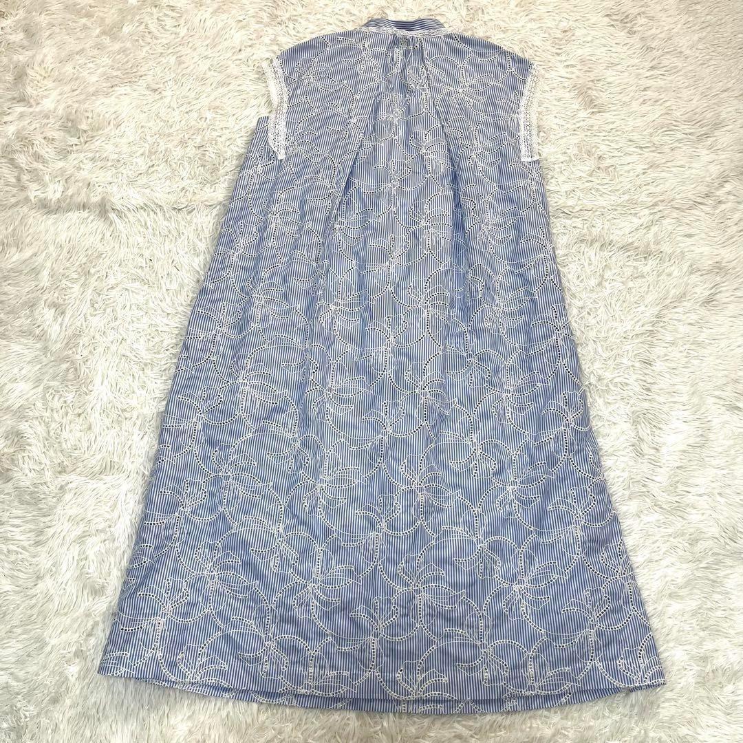 試着のみ✨完売品✨インゲボルグ 2024年 リボン 刺繍 ワンピース　ストライプ