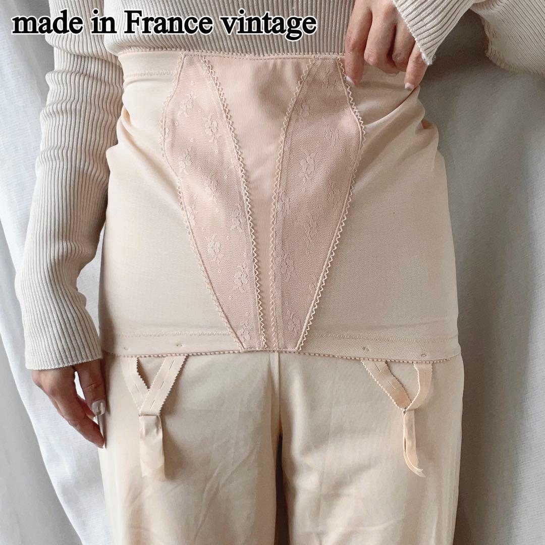 楽譜屋 フランス製ヴィンテージ ガーターコルセット ピンクベージュ