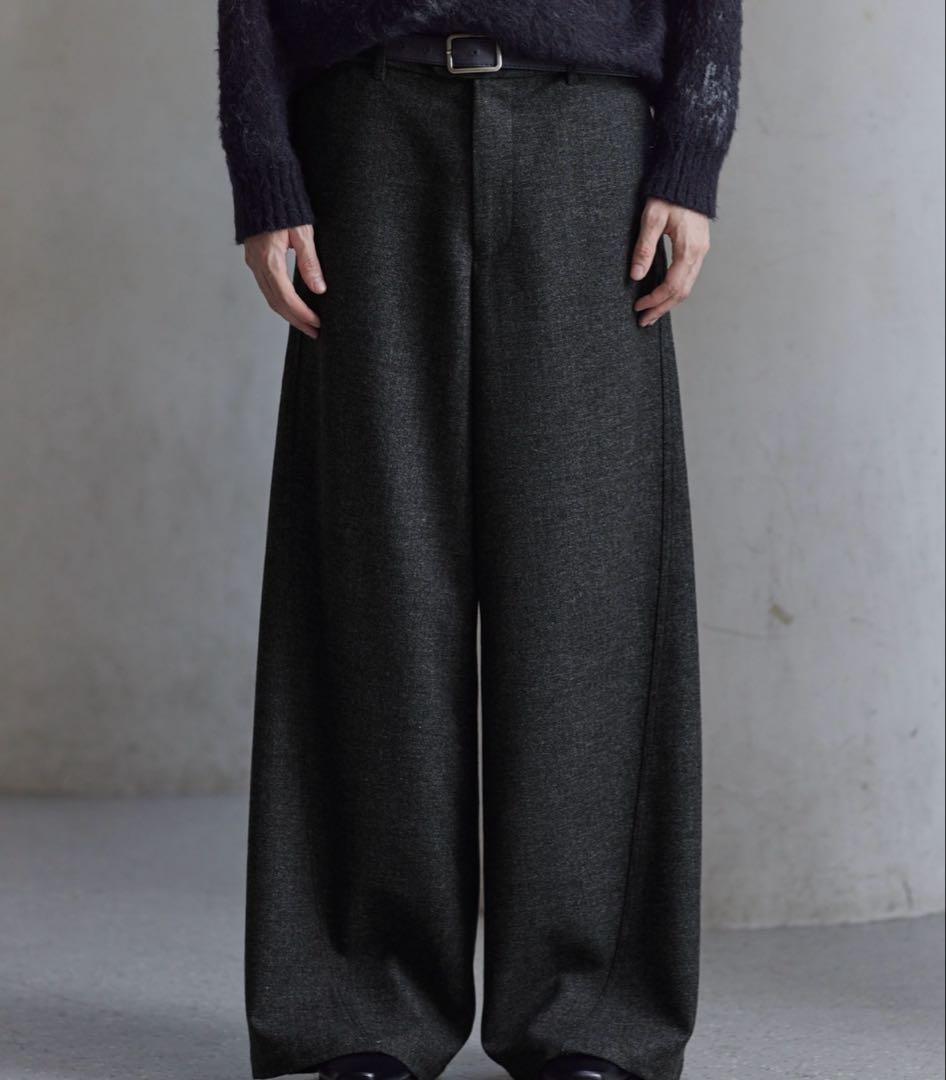ウールブレンド ヘリンボーンツイード3Dパンツ ブラック