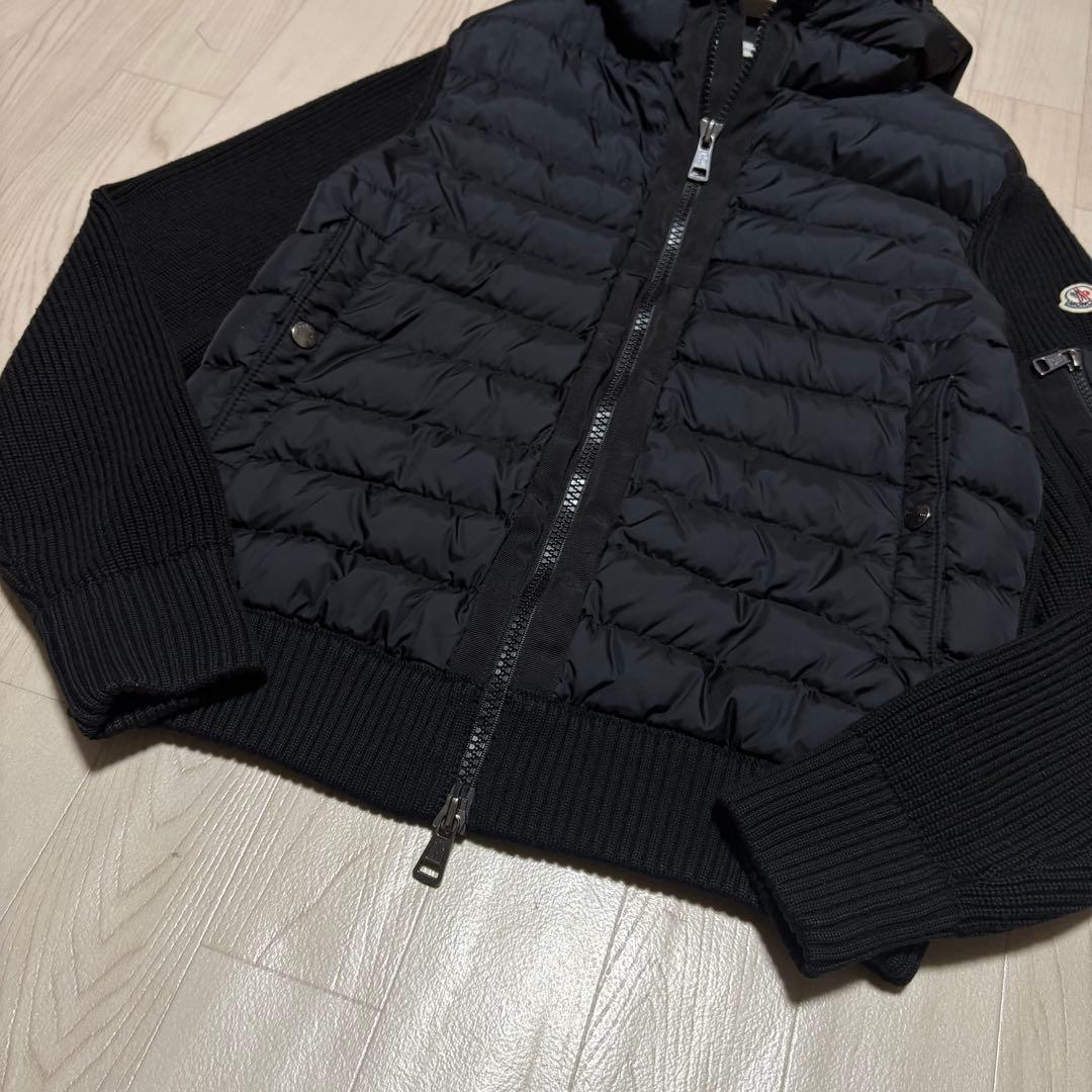 美品/L相当◎ MONCLER ハイブリッド ニット ダウンジャケット ブラック