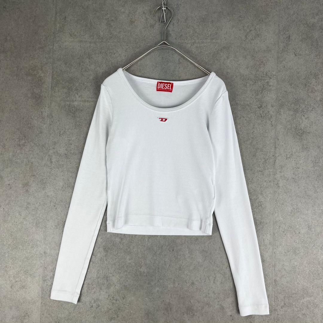 大人気 DIESEL ディーゼル（S）ホワイト 長袖 クロップドTシャツ